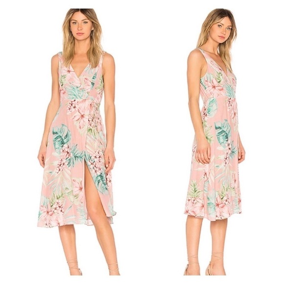 Privacy Please Wilson Dress Pink Floral Midi Tropical Revolve Size Large L NWT - Picture 1 of 7